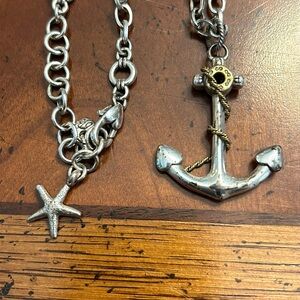 Brighton Anchor Pendant Necklace Long Gold Silver Adjustable